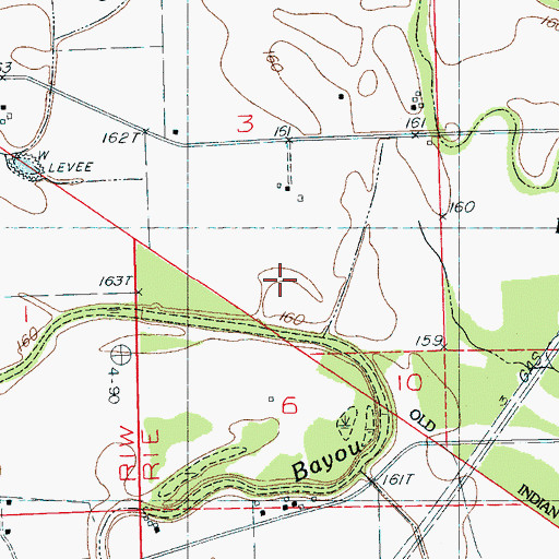 Topographic Map of Round Hole (historical), MS