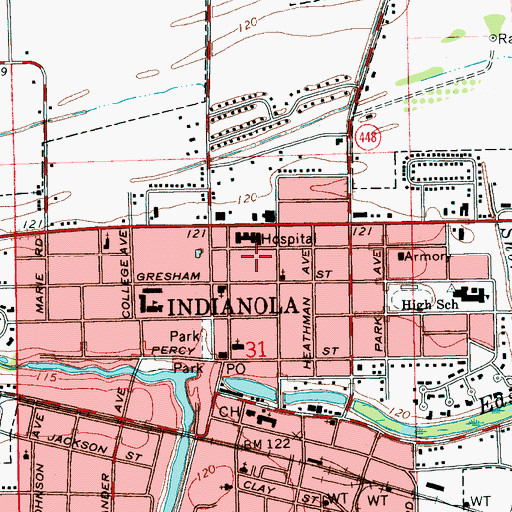 Topographic Map of Kings Daughters Hospital (historical), MS