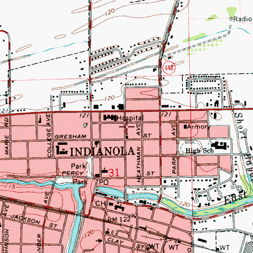 Topographic Map of Sunflower County Health Center, MS