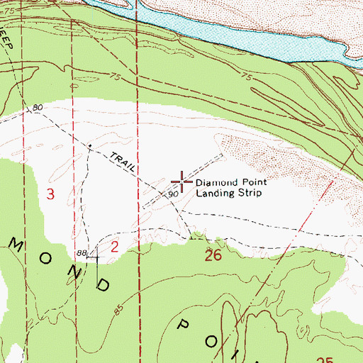 Topographic Map of Diamond Point Landing Strip (historical), MS