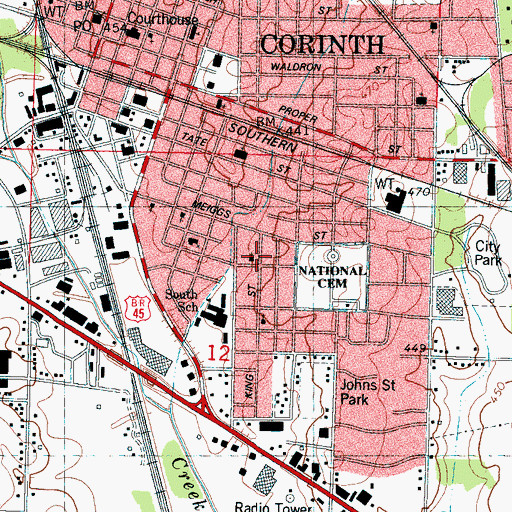 Topographic Map of City Road Temple Christian Methodist Episcopal Church, MS