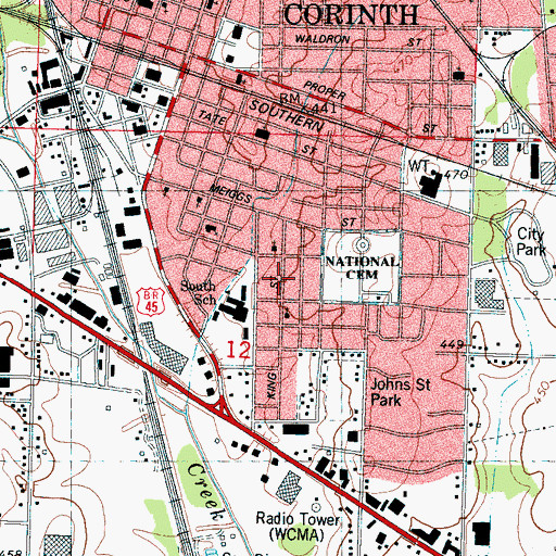 Topographic Map of King Street African Methodist Episcopal Church (historical), MS
