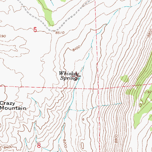 Topographic Map of Whiskey Springs, CO