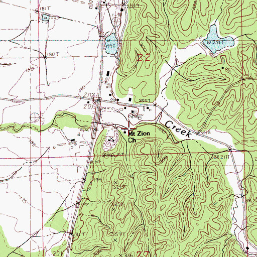 Topographic Map of Mount Zion School (historical), MS