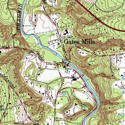 Topographic Map of Saint Christophers By-The-River Church, OH