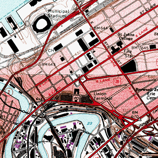 Topographic Map of Soldiers and Sailors Monument, OH