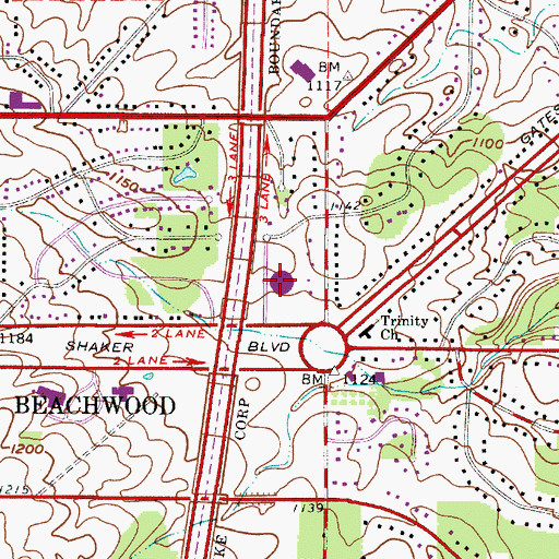 Topographic Map of Temple Brith Emeth, OH