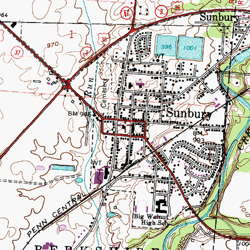 Topographic Map of Community Library on the Square, OH