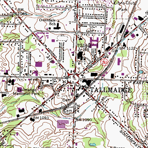 Topographic Map of First Congregational Church, OH