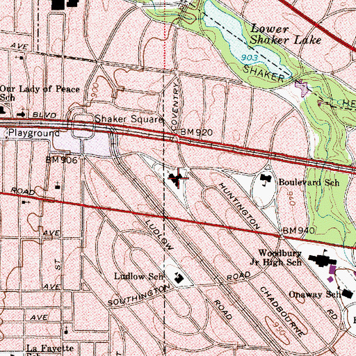 Topographic Map of Plymouth Church, OH