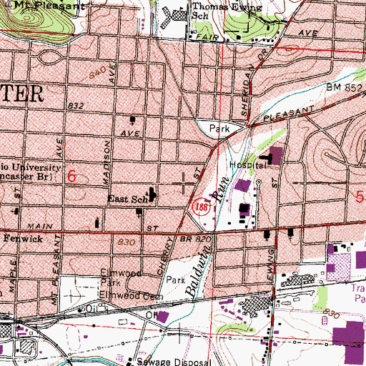 Topographic Map of Church of Christ, OH