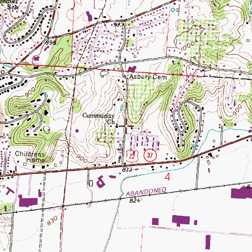 Topographic Map of Community Church, OH