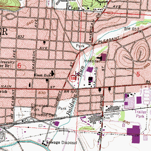 Topographic Map of Fairfield County Childrens Home, OH