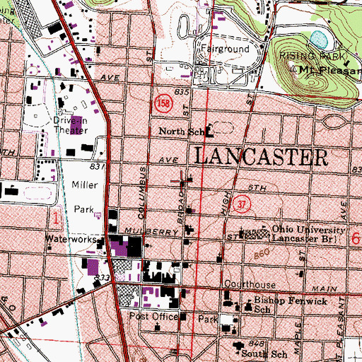 Topographic Map of Fifth Avenue Church of Christ, OH