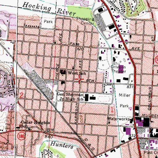 Topographic Map of Lancaster Fire Department Station 2, OH