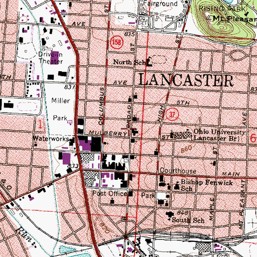 Topographic Map of First Church of Christ Scientist, OH