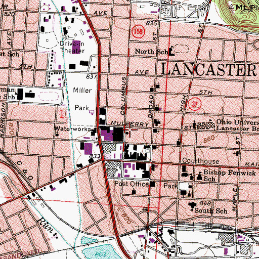 Topographic Map of First English Lutheran Church, OH