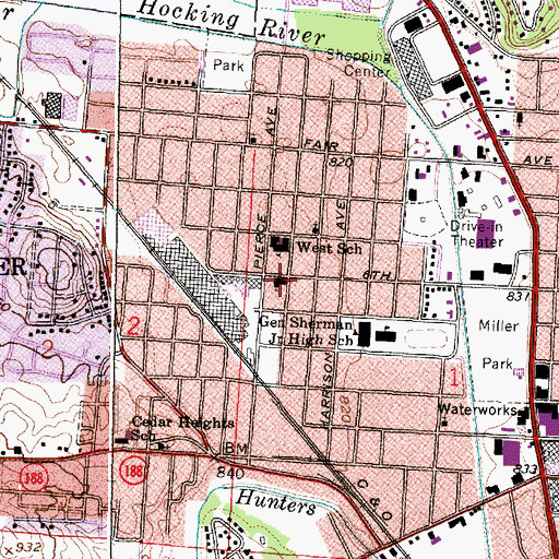 Topographic Map of Sixth Avenue Methodist Church, OH