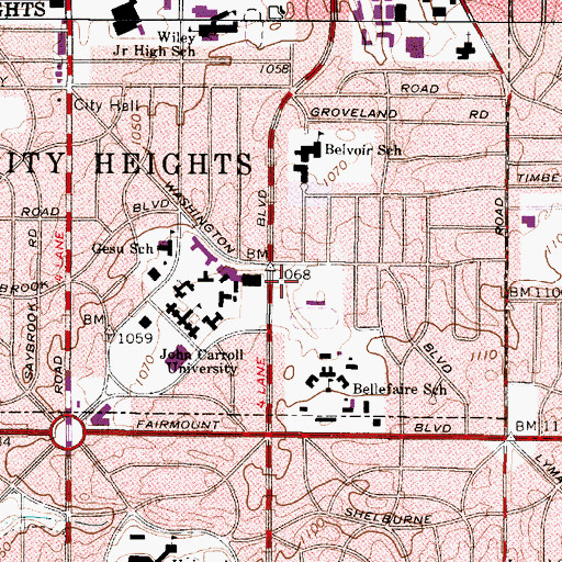 Topographic Map of Campion Hall, OH