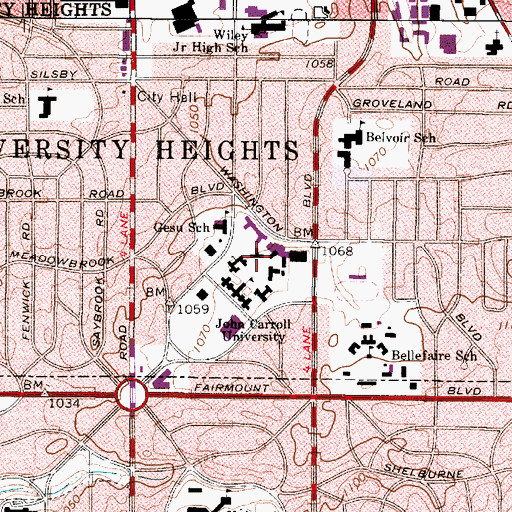 Topographic Map of Dolan Hall, OH