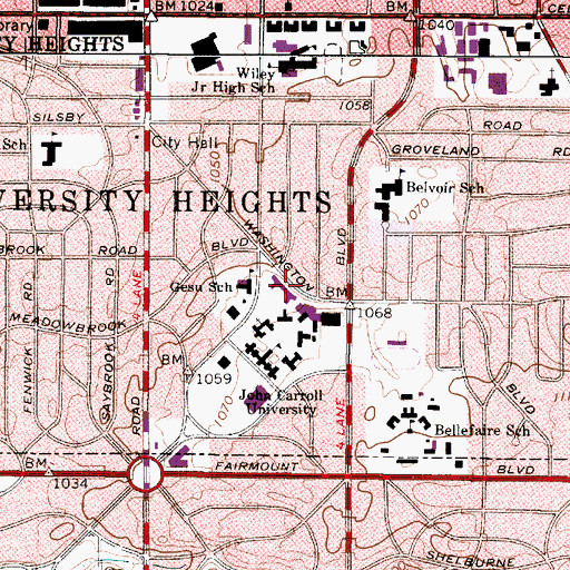 Topographic Map of Murphy Hall, OH