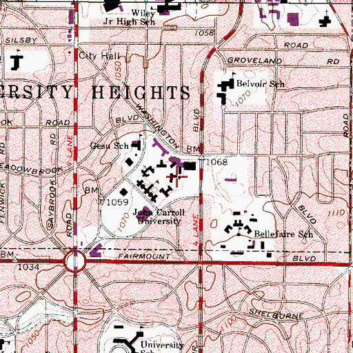 Topographic Map of Pacelli Hall, OH