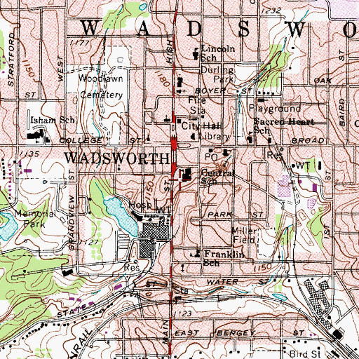 Topographic Map of First Methodist Episcopal Church (historical), OH