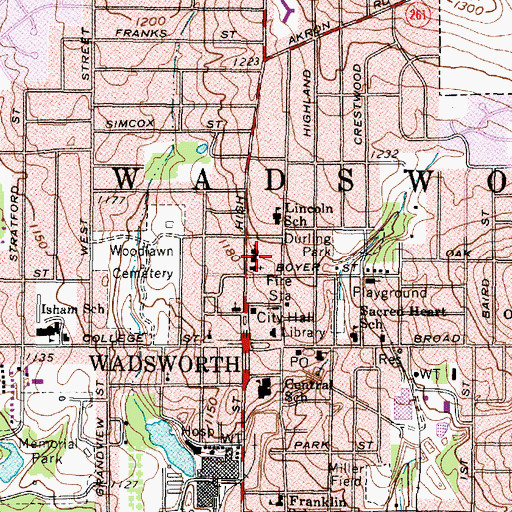 Topographic Map of Trinity Reformed Church, OH