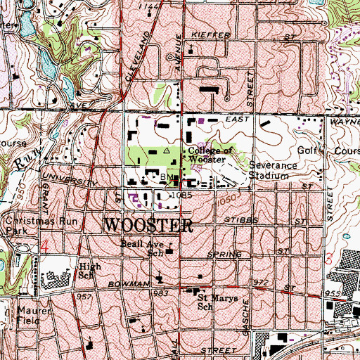 Topographic Map of Andrews Library, OH