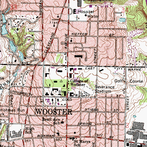 Topographic Map of Babcock Hall, OH