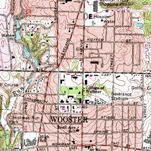 Topographic Map of Douglass Hall, OH