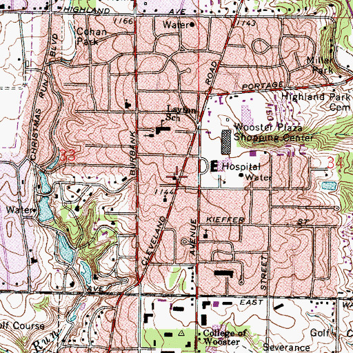Topographic Map of First Church of Christ Scientist, OH
