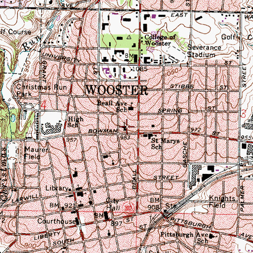 Topographic Map of First Presbyterian Church, OH