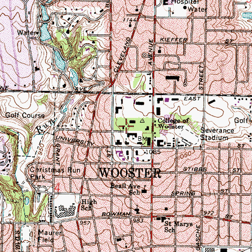 Topographic Map of Galpin Hall, OH