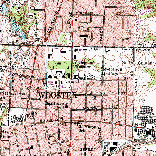 Topographic Map of Holden Hall, OH