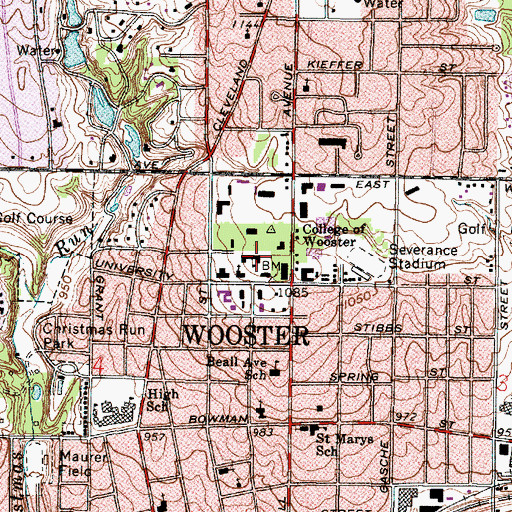 Topographic Map of Kauke Hall, OH