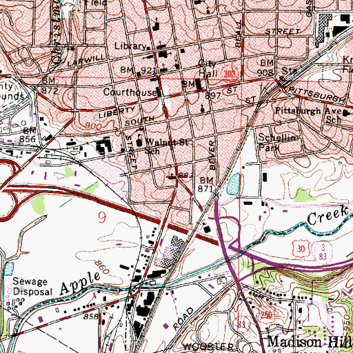 Topographic Map of Market Street Church of God, OH