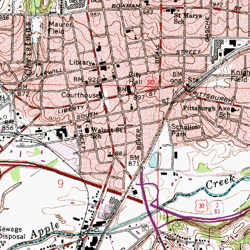 Topographic Map of Memorial Hall, OH