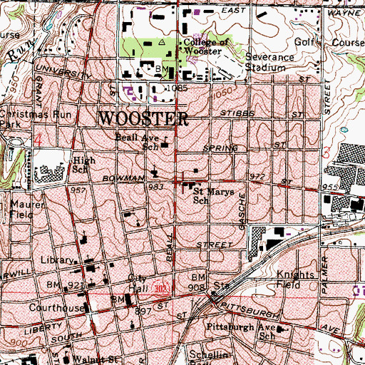 Topographic Map of Saint Marys Church of the Immaculate Conception, OH