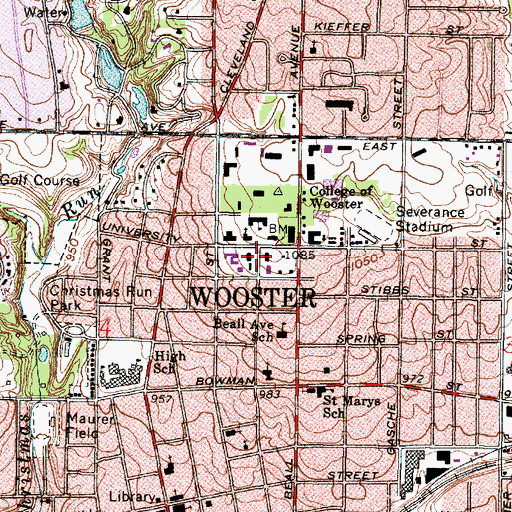 Topographic Map of Scovel Hall, OH