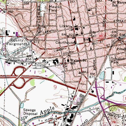 Topographic Map of Second Baptist Church, OH
