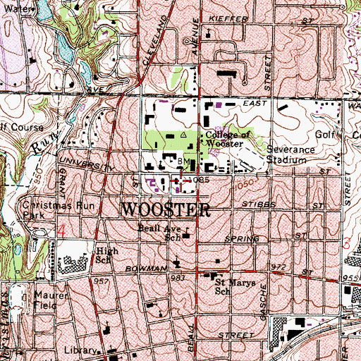 Topographic Map of Severance Hall, OH