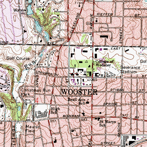 Topographic Map of Taylor Hall, OH