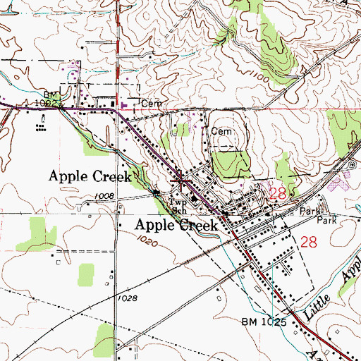 Topographic Map of The United Church, OH