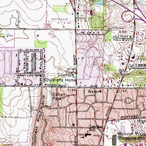 Topographic Map of Wayne County Childrens Home, OH