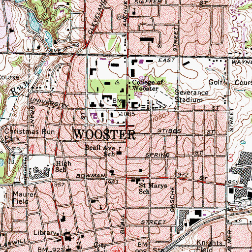 Topographic Map of Westminster Hall, OH