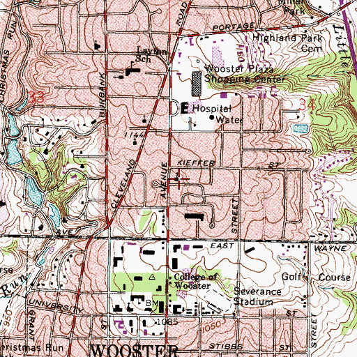 Topographic Map of Wooster Mennonite Church, OH