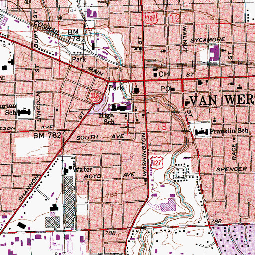 Topographic Map of Kingdom Hall of Jehovahs Witnesses, OH