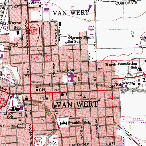Topographic Map of Trinity Friends Church, OH