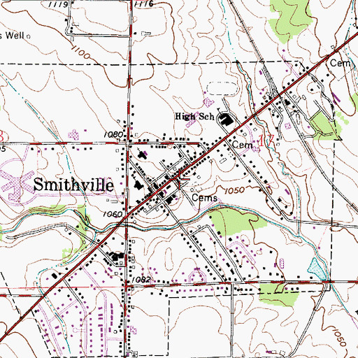 Topographic Map of Smithville Church of the Brethren, OH